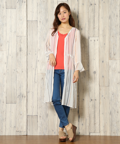 ikka(イッカ)の「楊柳プリントワンピース(ワンピース・レディース・オレンジ系その他/グリーン系その他/マスタード/ネイビー/ブラウン/ダークグレー・MEDIUM/LARGE)」の6枚目の写真