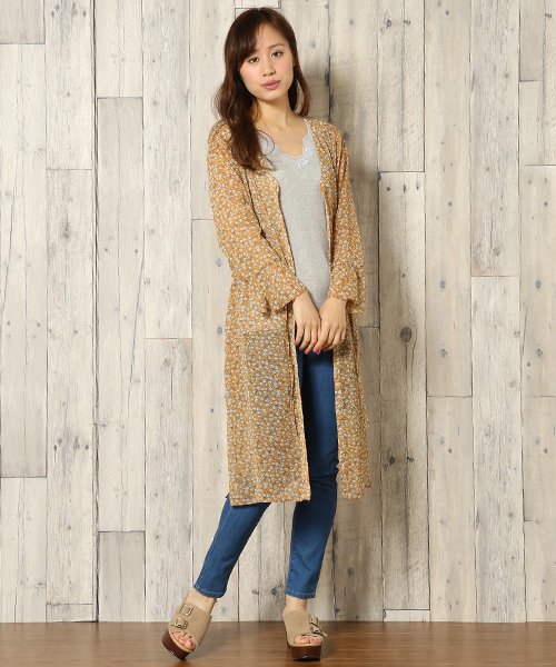 ikka(イッカ)の「楊柳プリントワンピース(ワンピース・レディース・オレンジ系その他/グリーン系その他/マスタード/ネイビー/ブラウン/ダークグレー・MEDIUM/LARGE)」の5枚目の写真