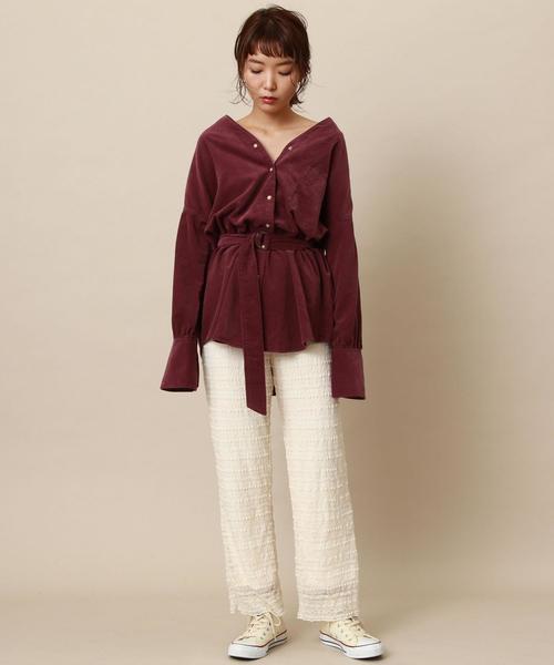 Another Edition（アナザーエディション）の「コーデュロイスタンドカラーシャツ（シャツ/ブラウス・レディース・ベージュ/パープル/ブラウン・FREE）」の10枚目の写真