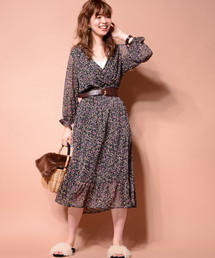 natural couture | 花柄カシュクールワンピース(ワンピース)