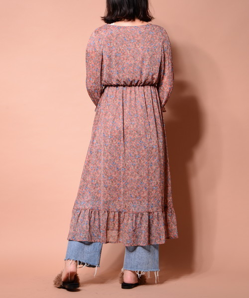 natural couture(ナチュラルクチュール)の「花柄カシュクールワンピース(ワンピース・レディース・ブラック/ピンク/グリーン・FREE)」の10枚目の写真