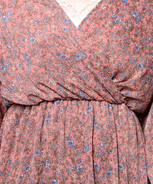 natural couture(ナチュラルクチュール)の「花柄カシュクールワンピース(ワンピース・レディース・ブラック/ピンク/グリーン・FREE)」の13枚目の写真