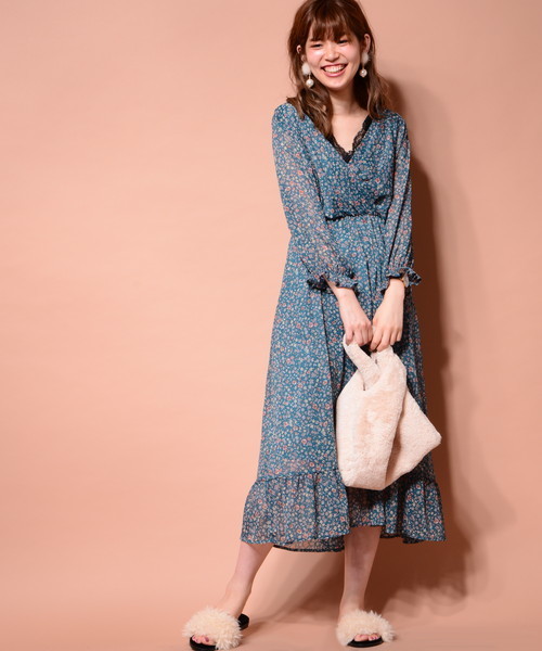 natural couture(ナチュラルクチュール)の「花柄カシュクールワンピース(ワンピース・レディース・ブラック/ピンク/グリーン・FREE)」の17枚目の写真