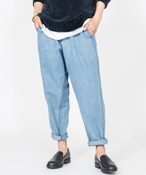 SHIPS JET BLUE（シップスジェットブルー）の「SHIPS JET BLUE: ライトデニム イージーパンツ◇（デニムパンツ・メンズ・ネイビー/ライトブルー・LARGE/MEDIUM）」の2枚目の写真