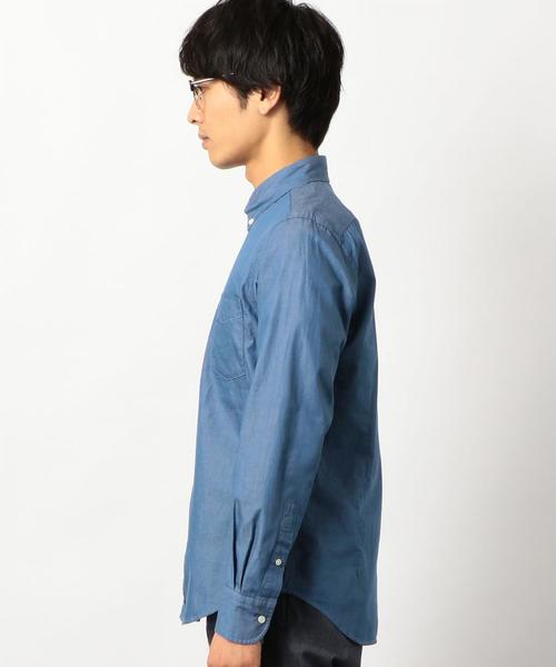 green label relaxing（グリーンレーベルリラクシング）の「NM シャンブレー ボタンダウンカラー シャツ ◆（シャツ/ブラウス・メンズ・ネイビー/コバルトブルー・SMALL/MEDIUM/LARGE/X-LARGE/X-SMALL）」の3枚目の写真