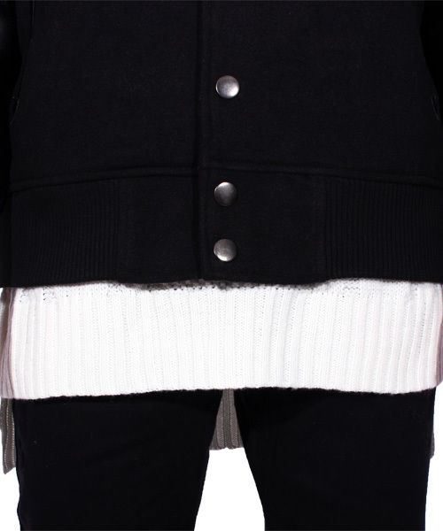 ８(eight)（エイト）の「メルトン スタジャン 袖切替 PUレザー（スタジャン・メンズ・チャコールグレー/ブラック/ネイビー/グレー/レッド/キャメル・SMALL/MEDIUM/LARGE/X-LARGE/XX-LARGE）」の20枚目の写真