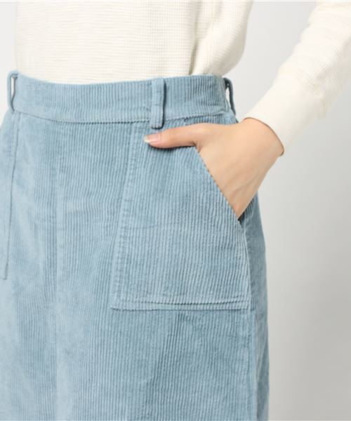 MERLOT（メルロー）の「コーデュロイフロントスリットスカート1389（スカート・レディース・ライトブルー/ブラック/ベージュ/グレー・FREE）」の16枚目の写真