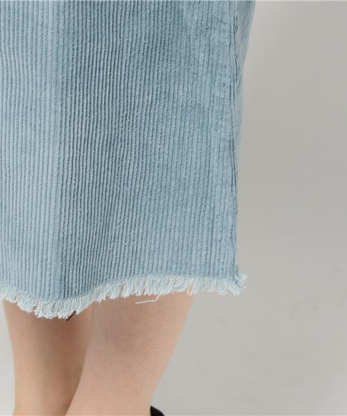 MERLOT（メルロー）の「コーデュロイフロントスリットスカート1389（スカート・レディース・ライトブルー/ブラック/ベージュ/グレー・FREE）」の14枚目の写真