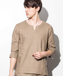 JH junhashimoto(ジェイエイチ ジュンハシモト)ストレッチリネンキーネックシャツ