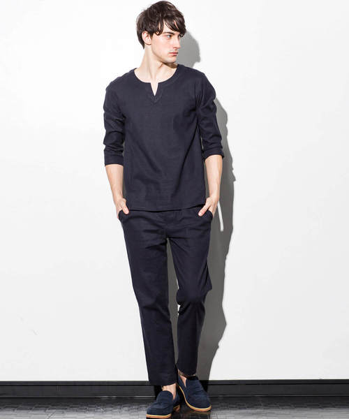 JH junhashimoto（ジェイエイチジュンハシモト）の「JH junhashimoto(ジェイエイチ ジュンハシモト)ストレッチリネンキーネックシャツ（シャツ/ブラウス・メンズ・ホワイト/ベージュ/ネイビー・SMALL/MEDIUM/LARGE）」の9枚目の写真