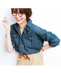 IEDIT | ＩＥＤＩＴ　こなれ加工のパールボタンデニムシャツ＜ユーズドブルー＞(シャツ/ブラウス)