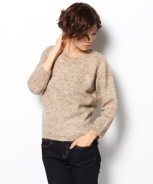 BEARDSLEY（ビアズリー）の「MIXローゲージニット（ニット/セーター・レディース・ベージュ/グレー/オレンジ・FREE）」の3枚目の写真