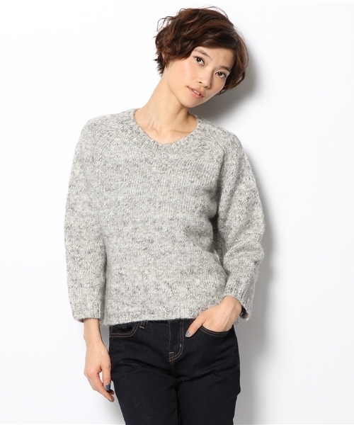 BEARDSLEY（ビアズリー）の「MIXローゲージニット（ニット/セーター・レディース・ベージュ/グレー/オレンジ・FREE）」の2枚目の写真