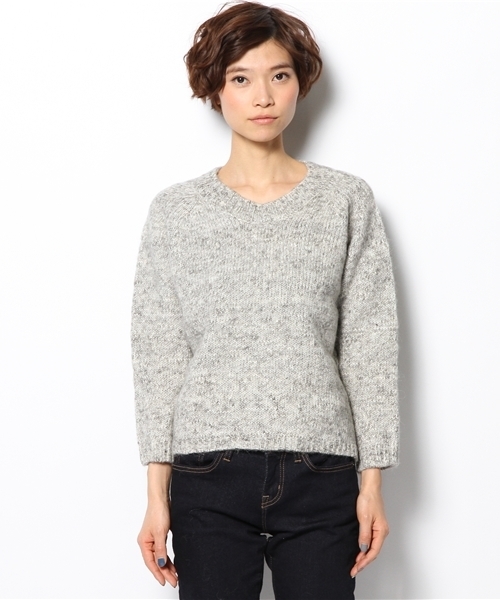 BEARDSLEY（ビアズリー）の「MIXローゲージニット（ニット/セーター・レディース・ベージュ/グレー/オレンジ・FREE）」の4枚目の写真