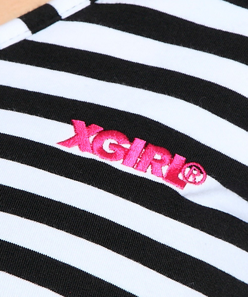 X-girl（エックスガール）の「BASIC BORDER TANK TOP（タンクトップ・レディース・ブラック/レッド/ブルー・1/2）」の6枚目の写真