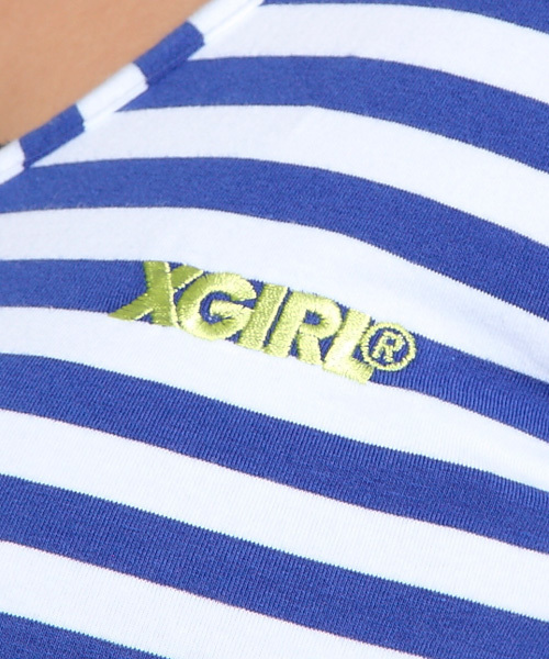 X-girl（エックスガール）の「BASIC BORDER TANK TOP（タンクトップ・レディース・ブラック/レッド/ブルー・1/2）」の7枚目の写真