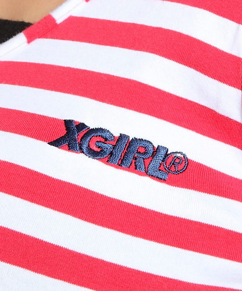 X-girl（エックスガール）の「BASIC BORDER TANK TOP（タンクトップ・レディース・ブラック/レッド/ブルー・1/2）」の8枚目の写真