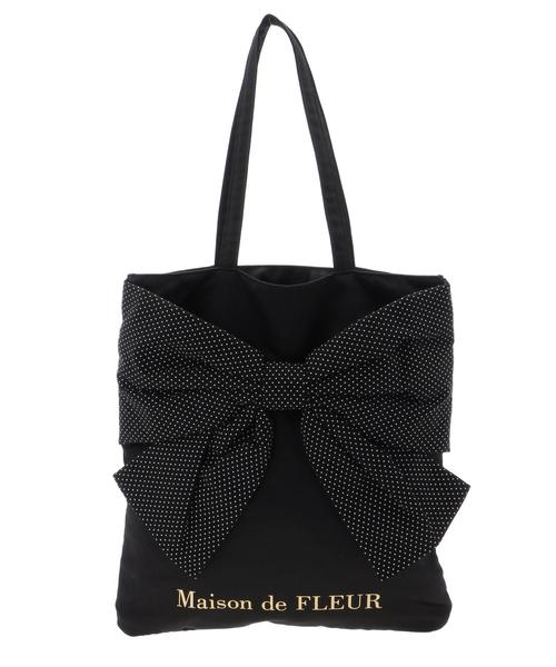 Maison de FLEUR ドットリボン トートバッグ Maison de FLEUR（メゾンドフルール）の「・ドットリボントートバッグ
