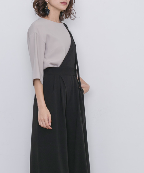 STUDIOUS(ステュディオス)の「【STUDIOUS】ワンショルダーワイドサロペット(サロペット/オーバーオール・レディース・ブラック/ベージュ・1/0)」の5枚目の写真