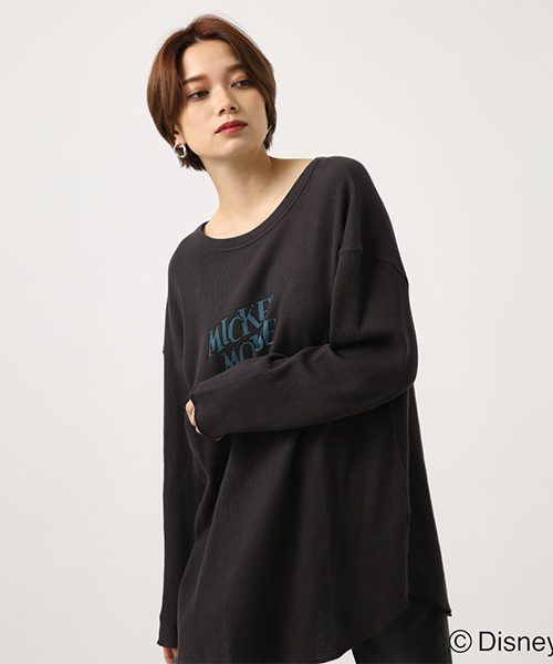 AZUL by moussy(アズールバイマウジー)の「PAINT MICKEY サーマルプルオーバー(Tシャツ/カットソー・レディース・オフホワイト/ライトブラック・SMALL/MEDIUM)」の5枚目の写真