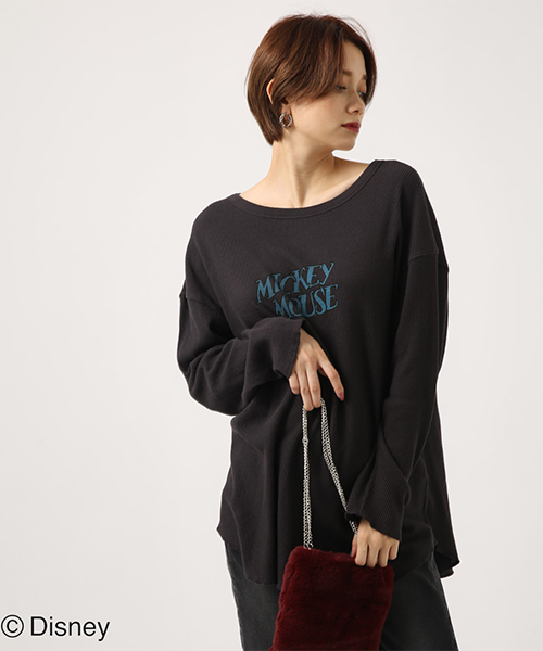 AZUL by moussy(アズールバイマウジー)の「PAINT MICKEY サーマルプルオーバー(Tシャツ/カットソー・レディース・オフホワイト/ライトブラック・SMALL/MEDIUM)」の7枚目の写真