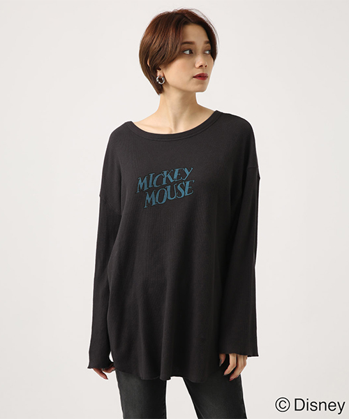 AZUL by moussy(アズールバイマウジー)の「PAINT MICKEY サーマルプルオーバー(Tシャツ/カットソー・レディース・オフホワイト/ライトブラック・SMALL/MEDIUM)」の8枚目の写真
