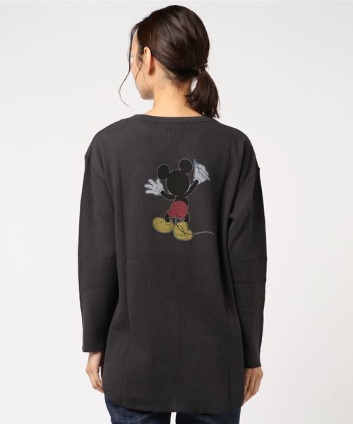 AZUL by moussy(アズールバイマウジー)の「PAINT MICKEY サーマルプルオーバー(Tシャツ/カットソー・レディース・オフホワイト/ライトブラック・SMALL/MEDIUM)」の3枚目の写真