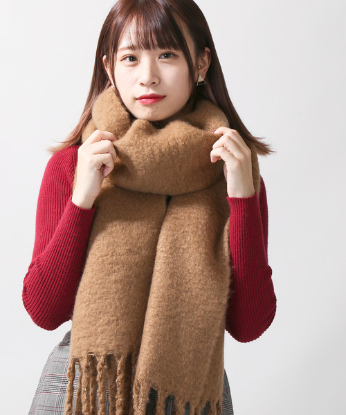 WEGO（ウィゴー）の「WEGO/ワイドフリンジストール（ストール/ショール・レディース・パープル/ネイビー/ブラウン/グレー/イエロー・FREE）」の3枚目の写真