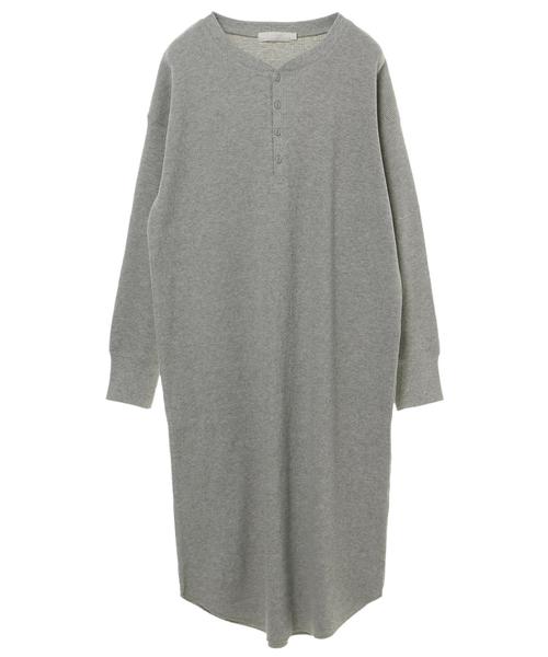 AMERICAN HOLIC（アメリカンホリック）の「ヘンリーネックワッフルマキシワンピース（ワンピース・レディース・チャコールグレー/グレー系その他/ベージュ系その他・M/L）」の5枚目の写真
