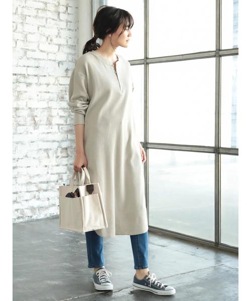 AMERICAN HOLIC（アメリカンホリック）の「ヘンリーネックワッフルマキシワンピース（ワンピース・レディース・チャコールグレー/グレー系その他/ベージュ系その他・M/L）」の22枚目の写真