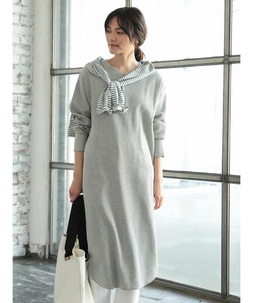 AMERICAN HOLIC（アメリカンホリック）の「ヘンリーネックワッフルマキシワンピース（ワンピース・レディース・チャコールグレー/グレー系その他/ベージュ系その他・M/L）」の18枚目の写真