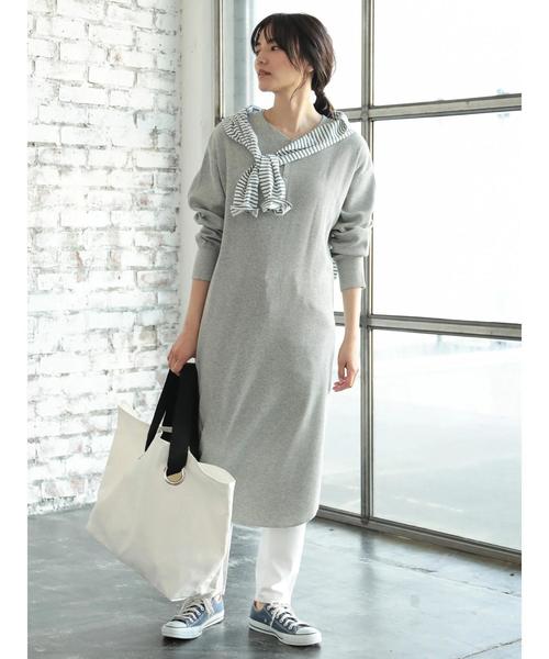 AMERICAN HOLIC（アメリカンホリック）の「ヘンリーネックワッフルマキシワンピース（ワンピース・レディース・チャコールグレー/グレー系その他/ベージュ系その他・M/L）」の15枚目の写真