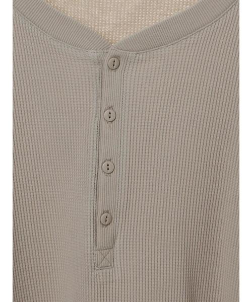 AMERICAN HOLIC（アメリカンホリック）の「ヘンリーネックワッフルマキシワンピース（ワンピース・レディース・チャコールグレー/グレー系その他/ベージュ系その他・M/L）」の8枚目の写真