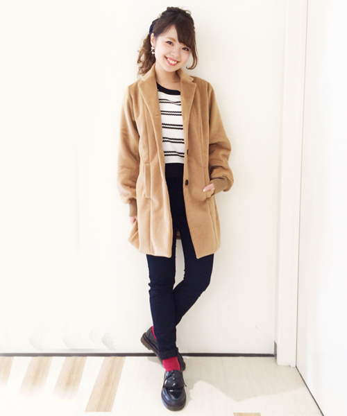 Kastane（カスタネ）の「【Kastane】テーラードカラーコート（その他アウター・レディース・キャメル/ネイビー/グリーン・1/2）」の3枚目の写真