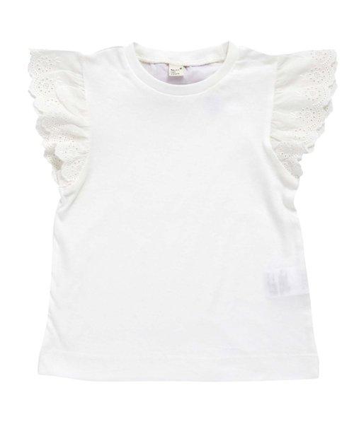 apres les cours(アプレレクール)の「袖レースTシャツ_接触冷感(Tシャツ/カットソー・キッズ・ミント/ネイビー/オフホワイト/ローズ・80/90/100/110/120/130/140)」の2枚目の写真