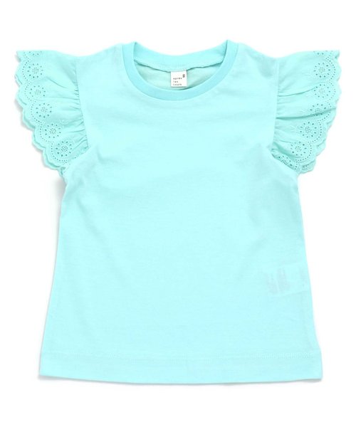 apres les cours(アプレレクール)の「袖レースTシャツ_接触冷感(Tシャツ/カットソー・キッズ・ミント/ネイビー/オフホワイト/ローズ・80/90/100/110/120/130/140)」の3枚目の写真