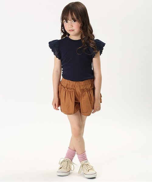 apres les cours(アプレレクール)の「袖レースTシャツ_接触冷感(Tシャツ/カットソー・キッズ・ミント/ネイビー/オフホワイト/ローズ・80/90/100/110/120/130/140)」の5枚目の写真