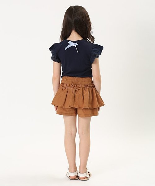 apres les cours(アプレレクール)の「袖レースTシャツ_接触冷感(Tシャツ/カットソー・キッズ・ミント/ネイビー/オフホワイト/ローズ・80/90/100/110/120/130/140)」の6枚目の写真