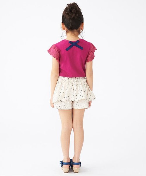 apres les cours(アプレレクール)の「袖レースTシャツ_接触冷感(Tシャツ/カットソー・キッズ・ミント/ネイビー/オフホワイト/ローズ・80/90/100/110/120/130/140)」の8枚目の写真