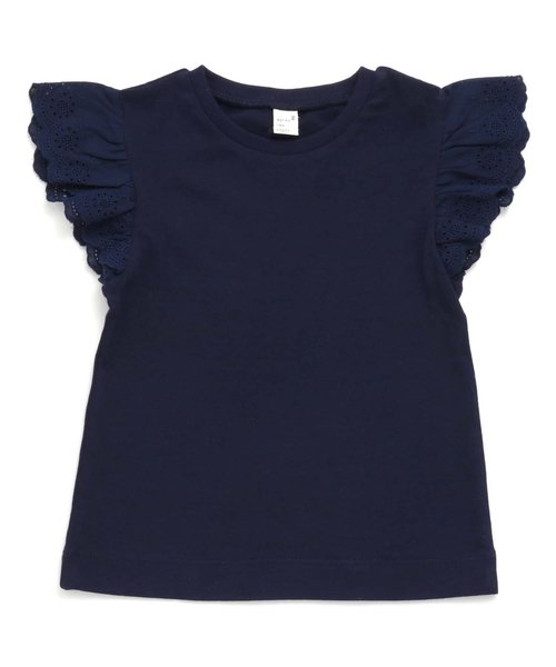 apres les cours(アプレレクール)の「袖レースTシャツ_接触冷感(Tシャツ/カットソー・キッズ・ミント/ネイビー/オフホワイト/ローズ・80/90/100/110/120/130/140)」の9枚目の写真