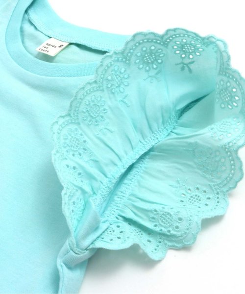 apres les cours(アプレレクール)の「袖レースTシャツ_接触冷感(Tシャツ/カットソー・キッズ・ミント/ネイビー/オフホワイト/ローズ・80/90/100/110/120/130/140)」の10枚目の写真