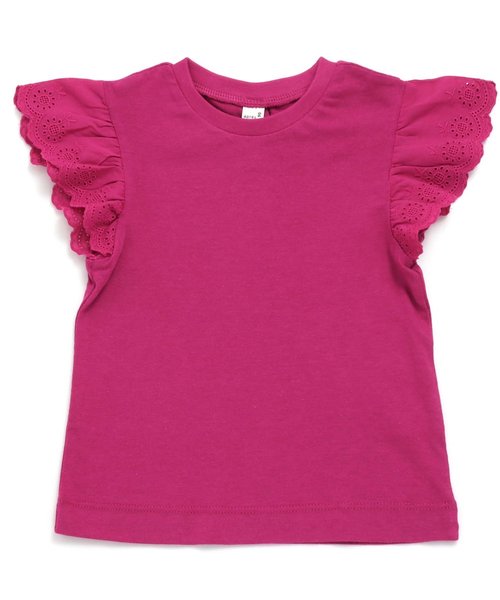 apres les cours(アプレレクール)の「袖レースTシャツ_接触冷感(Tシャツ/カットソー・キッズ・ミント/ネイビー/オフホワイト/ローズ・80/90/100/110/120/130/140)」の12枚目の写真