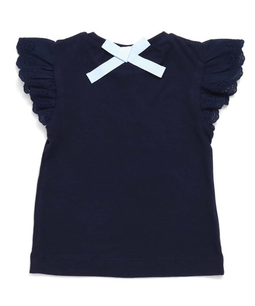 apres les cours(アプレレクール)の「袖レースTシャツ_接触冷感(Tシャツ/カットソー・キッズ・ミント/ネイビー/オフホワイト/ローズ・80/90/100/110/120/130/140)」の14枚目の写真