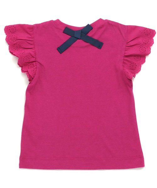 apres les cours(アプレレクール)の「袖レースTシャツ_接触冷感(Tシャツ/カットソー・キッズ・ミント/ネイビー/オフホワイト/ローズ・80/90/100/110/120/130/140)」の16枚目の写真