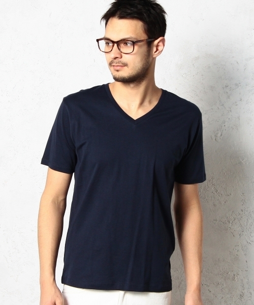 green label relaxing（グリーンレーベルリラクシング）の「◎GIZA/C V/N S/S Tシャツ  ◆（Tシャツ/カットソー・メンズ・ネイビー/グレー/コバルトブルー/ホワイト/ブラック/レッド/ケリー/イエロー/ワインレッド/ダークグリーン・MEDIUM/SMALL/LARGE/X-LARGE）」の6枚目の写真