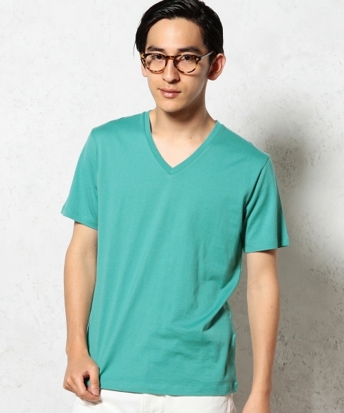 green label relaxing（グリーンレーベルリラクシング）の「◎GIZA/C V/N S/S Tシャツ  ◆（Tシャツ/カットソー・メンズ・ネイビー/グレー/コバルトブルー/ホワイト/ブラック/レッド/ケリー/イエロー/ワインレッド/ダークグリーン・MEDIUM/SMALL/LARGE/X-LARGE）」の5枚目の写真