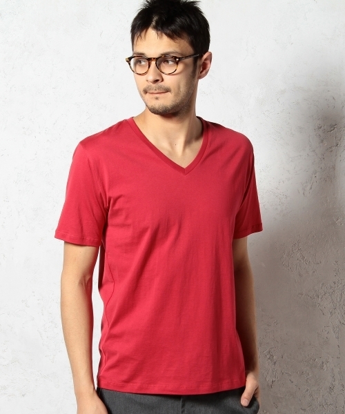 green label relaxing（グリーンレーベルリラクシング）の「◎GIZA/C V/N S/S Tシャツ  ◆（Tシャツ/カットソー・メンズ・ネイビー/グレー/コバルトブルー/ホワイト/ブラック/レッド/ケリー/イエロー/ワインレッド/ダークグリーン・MEDIUM/SMALL/LARGE/X-LARGE）」の9枚目の写真