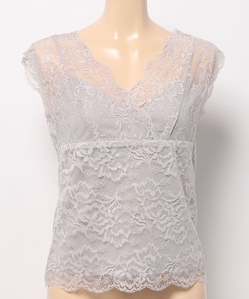 natural couture(ナチュラルクチュール)の「カシュクールレースインナー(キャミソール・レディース・ピンク/ブラック/グレイッシュベージュ/オフホワイト/ミント・FREE)」の3枚目の写真