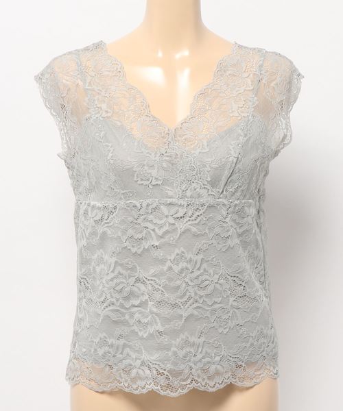 natural couture(ナチュラルクチュール)の「カシュクールレースインナー(キャミソール・レディース・ピンク/ブラック/グレイッシュベージュ/オフホワイト/ミント・FREE)」の4枚目の写真