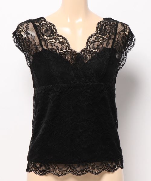 natural couture(ナチュラルクチュール)の「カシュクールレースインナー(キャミソール・レディース・ピンク/ブラック/グレイッシュベージュ/オフホワイト/ミント・FREE)」の2枚目の写真